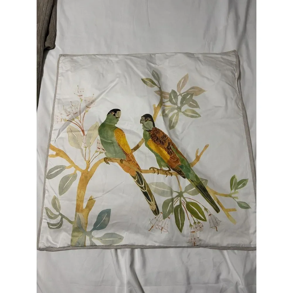 Anthropologie Shelley Hesse Pillow Sham Bundle of 3‎ Birds Nature Watercolor